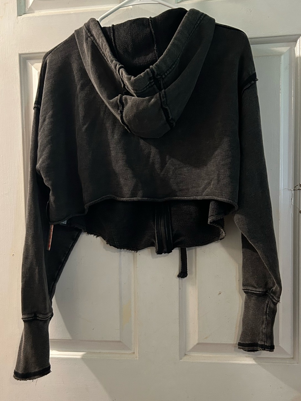 Free People Washed Black Cropped Zip Hoodie - Picture 2 of 2